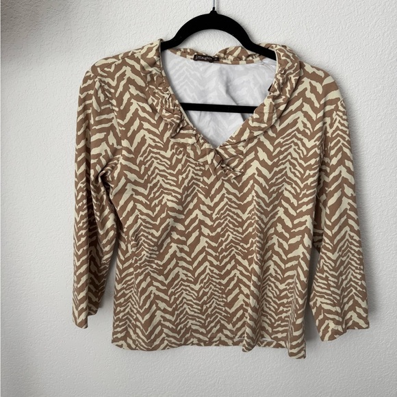 J.McLaughlin Durham Ruffle Top Animal Print Catalina Cloth - Picture 2 of 7